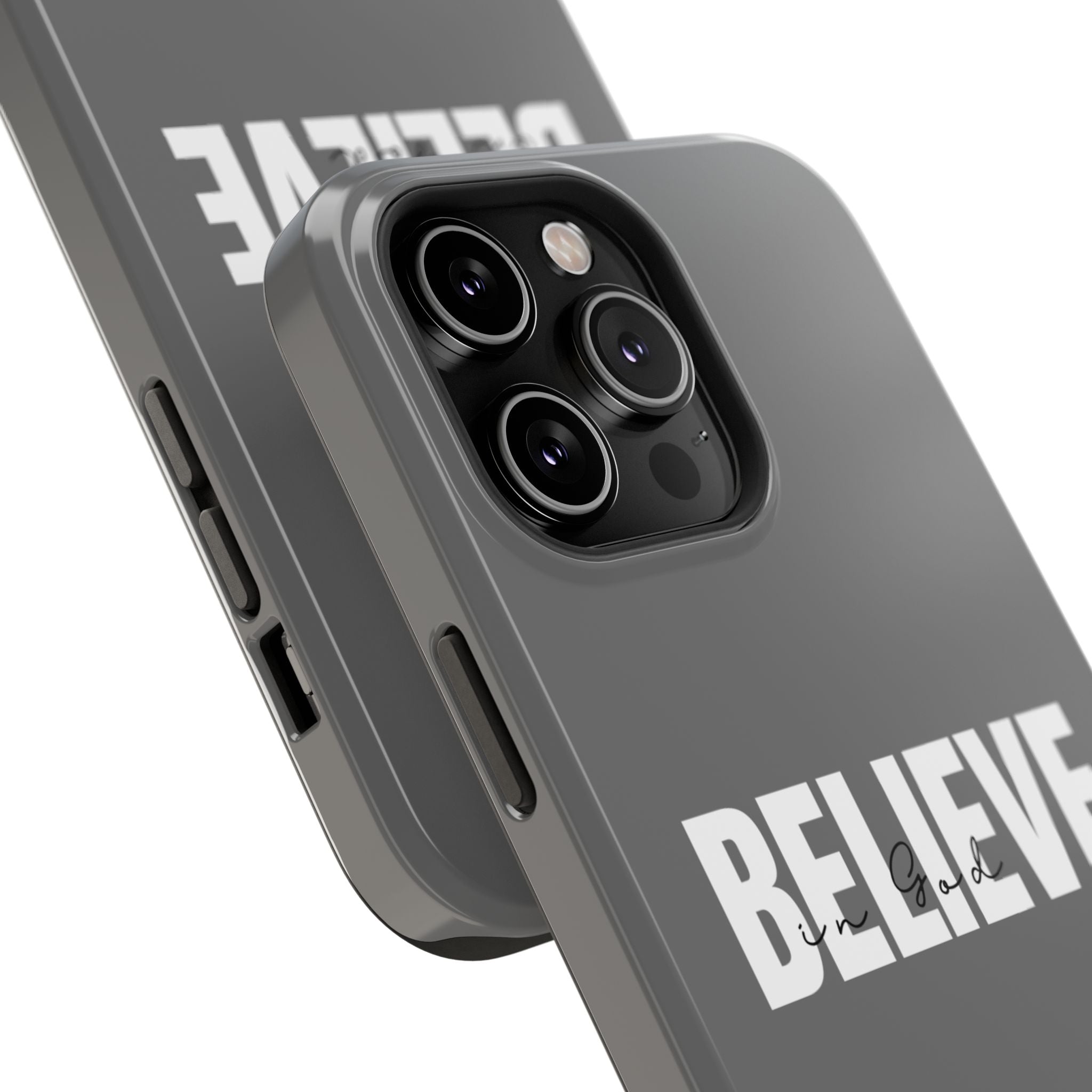 Phone Case — GREY "BELIEVE" Impact-Resistant Protective Cover