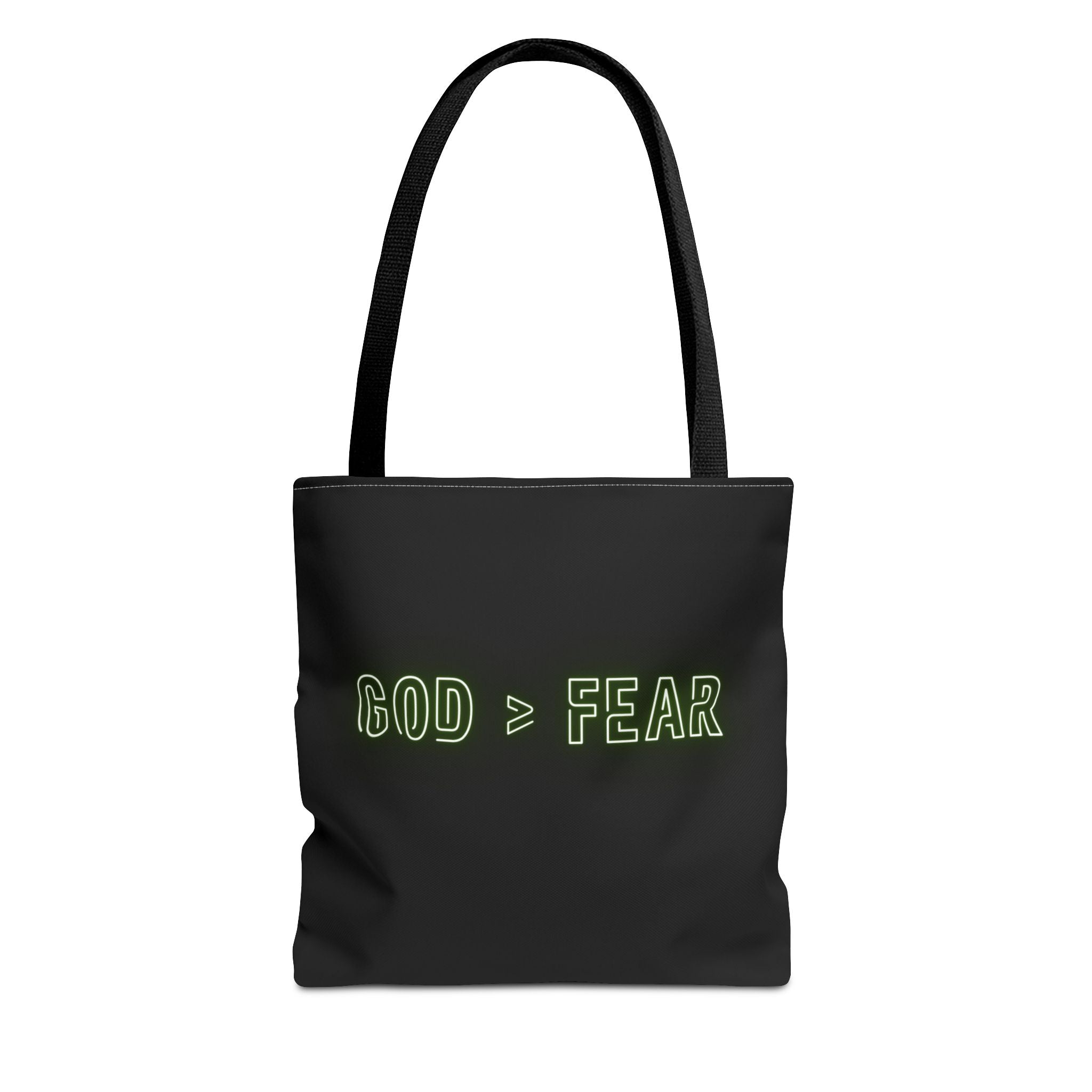 God & Faith Tote Bag — "GOD > FEAR" Inspirational Christian Canvas Tote