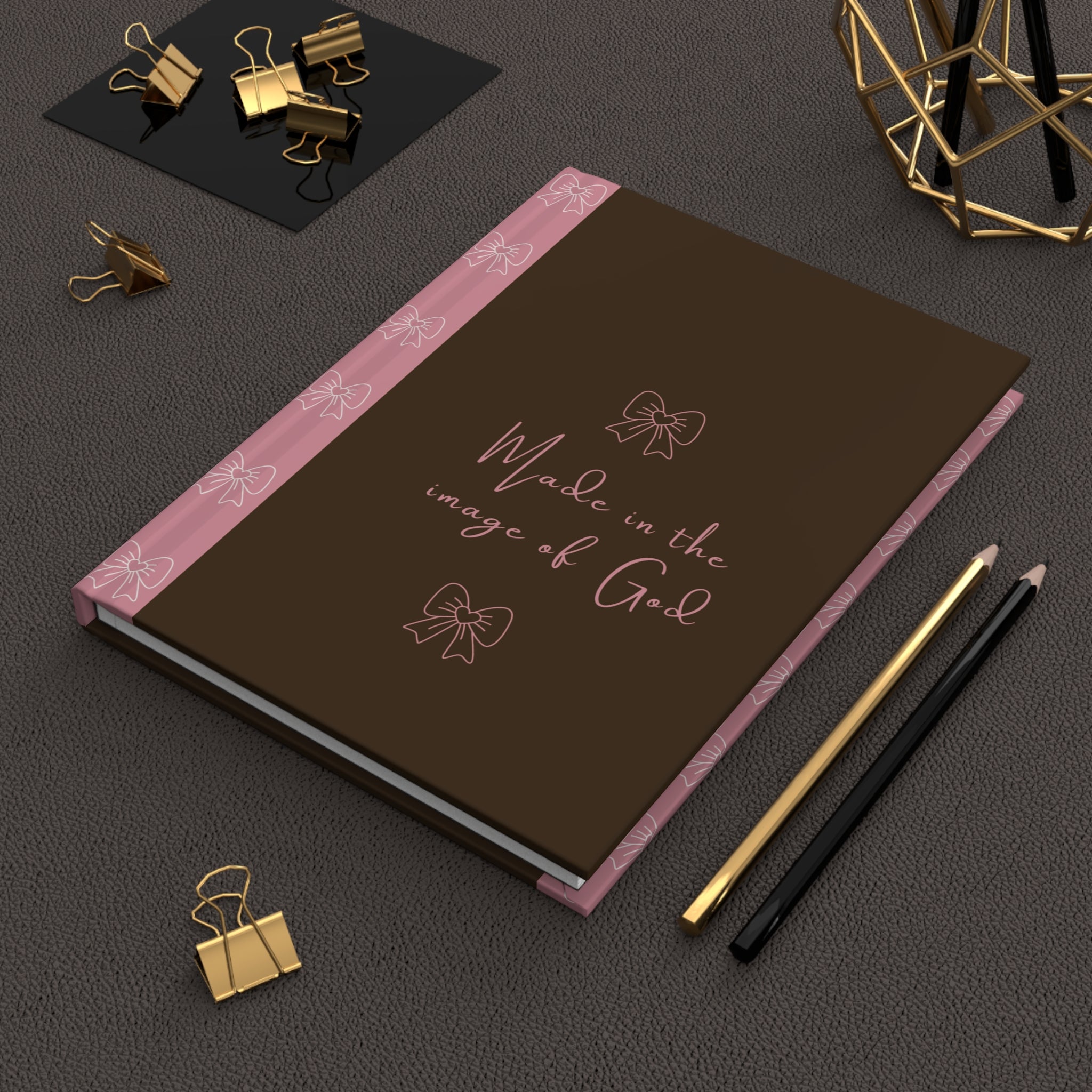 Hardcover Journal — "Made in the Image of God" Brown & Pink Inspirational Notebook