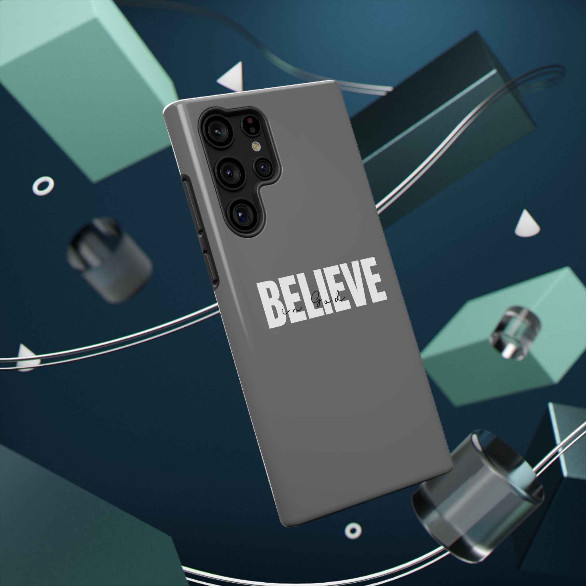 Phone Case — GREY "BELIEVE" Impact-Resistant Protective Cover