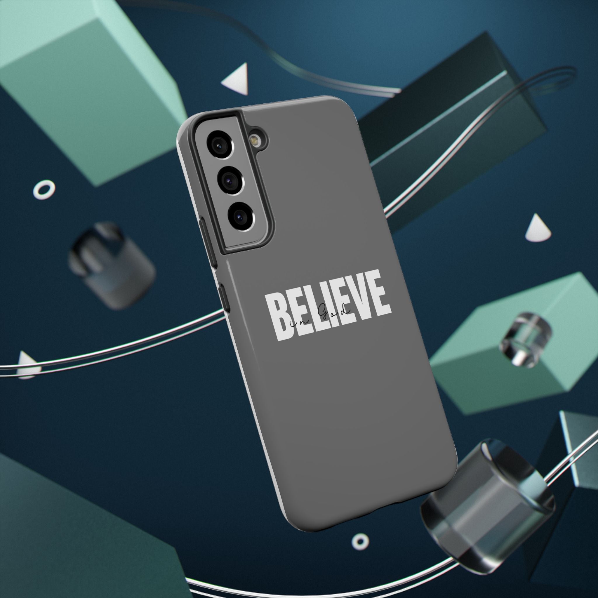 Phone Case — GREY "BELIEVE" Impact-Resistant Protective Cover
