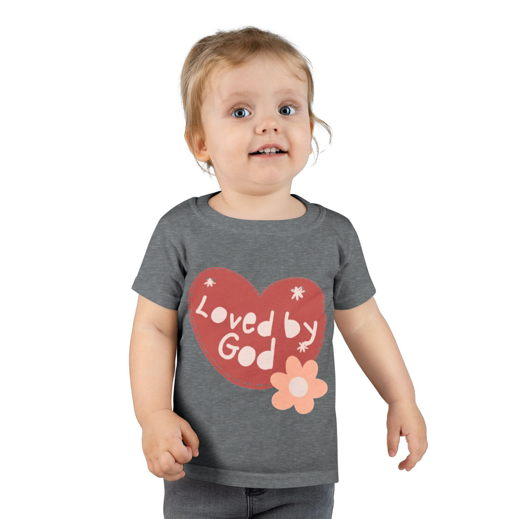 Loved by God Toddler T-Shirt — Cute Christian Heart & Flower Tee for Baby Girls and Boys