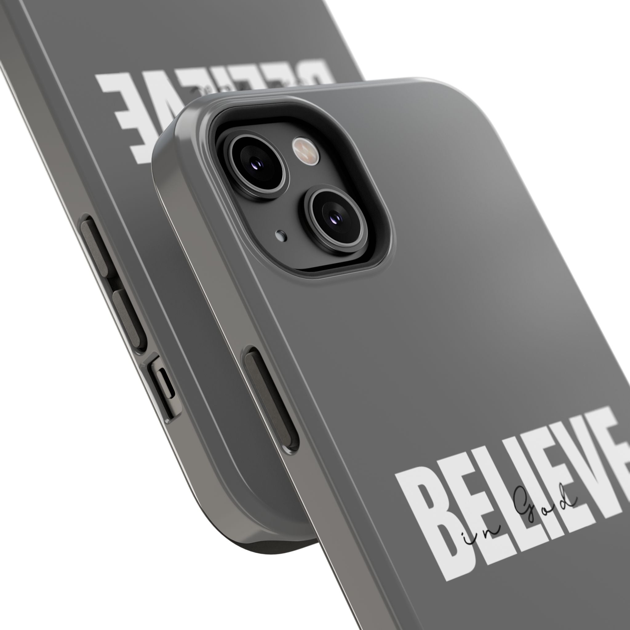 Phone Case — GREY "BELIEVE" Impact-Resistant Protective Cover