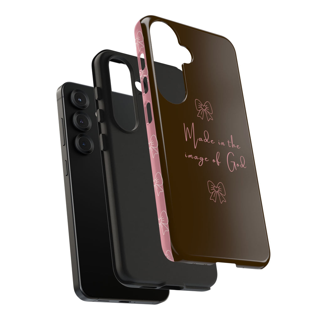 Made in the Image of God Tough Phone Case – Feminine Bow Christian Protective Cover