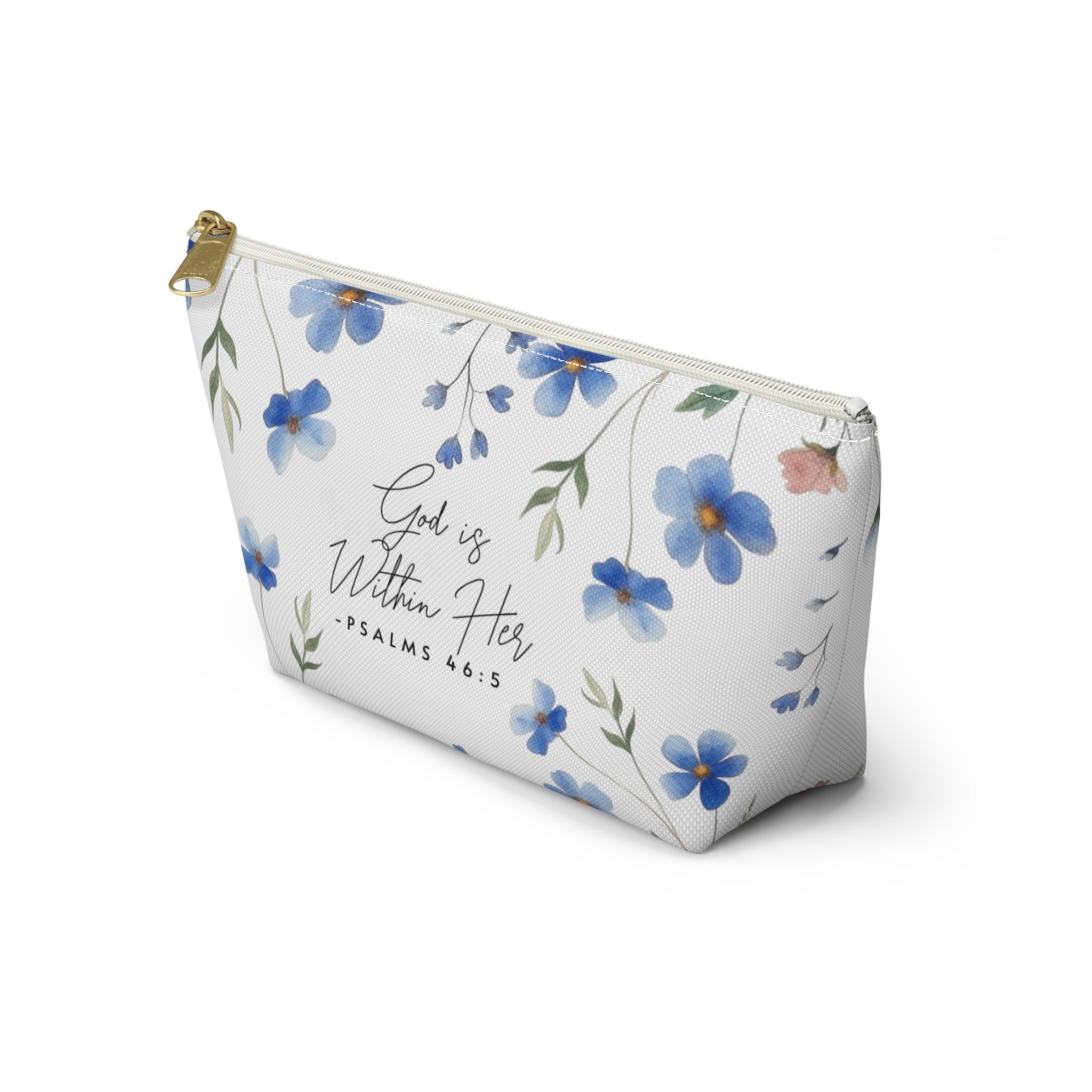 Floral 'God is Within Her' Accessory Pouch
