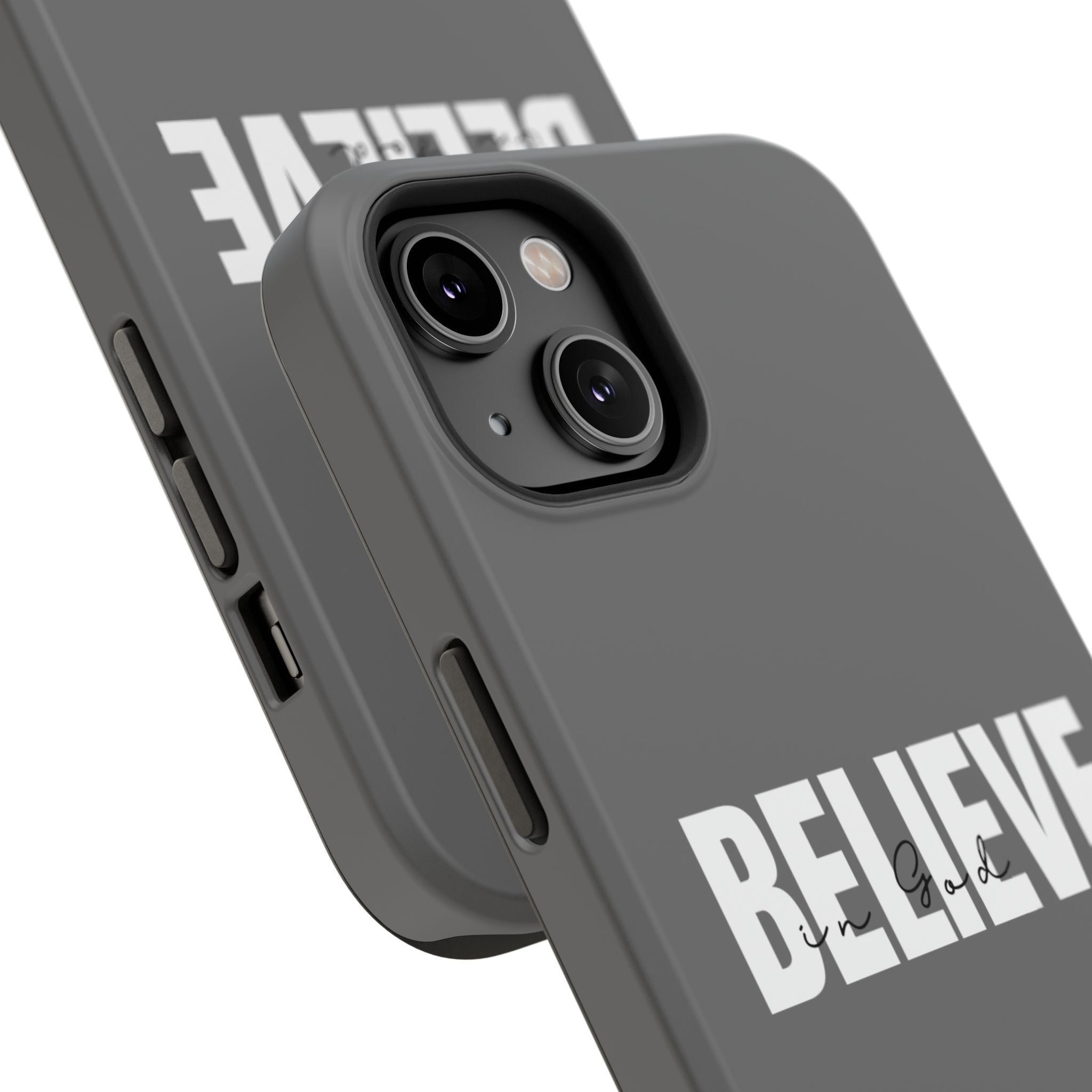 Phone Case — GREY "BELIEVE" Impact-Resistant Protective Cover